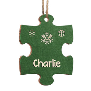 Un morceau de puzzle familial - Ornement personnalisé pour la famille - Forme en bois personnalisée - Cadeau de Noël pour les membres de la famille
