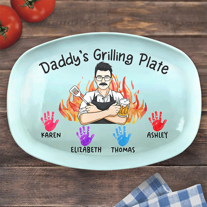 Daddy Grill Legend - Family Personalized Custom Platter - Father's Day, Birthday Gift For Dad