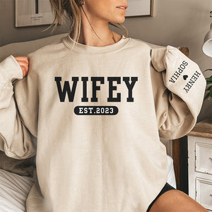 Where I Go Trouble Follows - Couple Personalized Custom Couple Sweatshirt With Design On Sleeve - Gift For Husband Wife, Anniversary