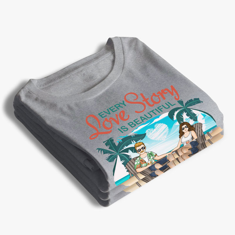Chaque histoire d'amour est belle, mais la nôtre est ma préférée - T-shirt unisexe personnalisé, sweat à capuche, sweat-shirt - Vacances d'été, cadeau pour mari et femme, anniversaire