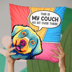 Voici notre canapé, asseyez-vous là-bas ! Coussin personnalisé pour chien et chat ! Cadeau pour les propriétaires d'animaux et les amoureux des animaux.