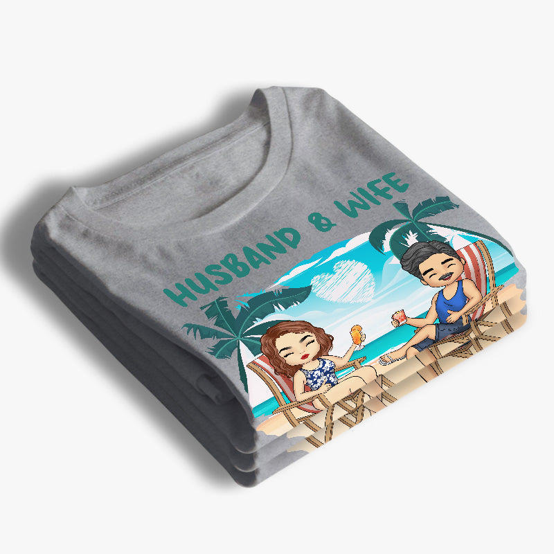 Mari et femme - Partenaires de voyage pour la vie - T-shirt, sweat à capuche et sweat-shirt unisexe personnalisé pour couple - Vacances d'été, cadeau pour mari et femme, anniversaire