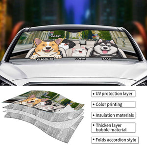 Nature Is Calling & I Must Go - Dog & Cat Personalized Custom Auto Windshield Sunshade, Car Window Protector - Gift For Pet Owners, Pet Lovers