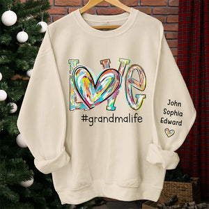 Grand-mère rend Noël spécial - Sweat-shirt unisexe personnalisé avec motif sur la manche - Cadeau de Noël pour maman et grand-mère