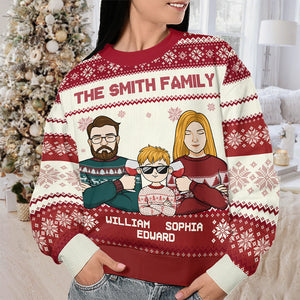 Ma partie préférée de Noël, c'est la famille - Sweat-shirt personnalisé moche pour la famille - Pull en laine unisexe - Cadeau de Noël pour les membres de la famille