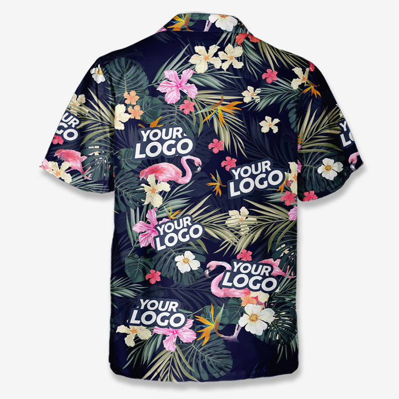 Chemise hawaïenne unisexe avec photo personnalisée « Brise océanique » et logo d'entreprise ; cadeau idéal pour les vacances d'été, les collègues et les membres de l'équipe.