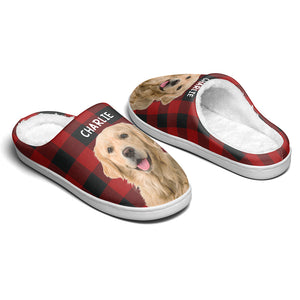 Custom Photo Happiness Is A Warm Puppy - Dog & Cat Personalized Custom Fluffy Slippers - Gift For Pet Owners, Pet Lovers