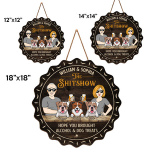 J'espère que vous avez apporté de l'alcool et des friandises pour chien - Panneau en bois personnalisé en forme de chien - Cadeau de pendaison de crémaillère pour les propriétaires d'animaux et les amoureux des animaux