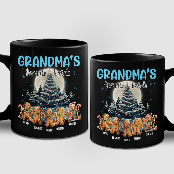 Tasse noire personnalisée « Le lot préféré de grand-mère » – Cadeau de Noël pour grand-mère