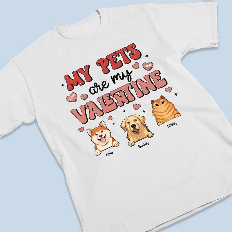 Mes animaux sont ma Saint-Valentin ! T-shirt, sweat à capuche et sweat-shirt unisexe personnalisé pour chien et chat ! Cadeau pour les propriétaires et les amoureux des animaux.