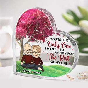 Tu es le seul que je veux ennuyer pour le reste de ma vie - Plaque acrylique personnalisée en forme de cœur pour couple - Cadeau pour mari et femme, anniversaire