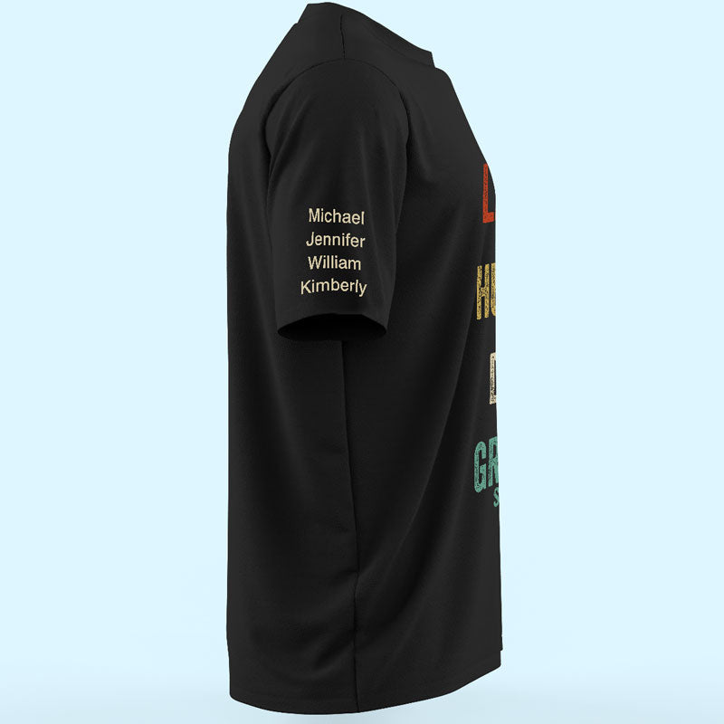 Légende Mari Papa Grand-père - T-shirt unisexe personnalisé avec motif sur la manche - Cadeau fête des pères, anniversaire pour papa, grand-père