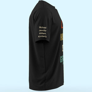 Légende Mari Papa Grand-père - T-shirt unisexe personnalisé avec motif sur la manche - Cadeau fête des pères, anniversaire pour papa, grand-père