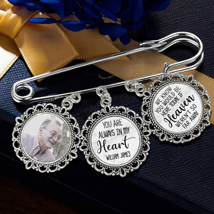 Custom Photo You're Always In My Heart - Memorial Personalized Custom Round Shaped Lapel Pin, Brooch - Sympathy Gift For Family Members