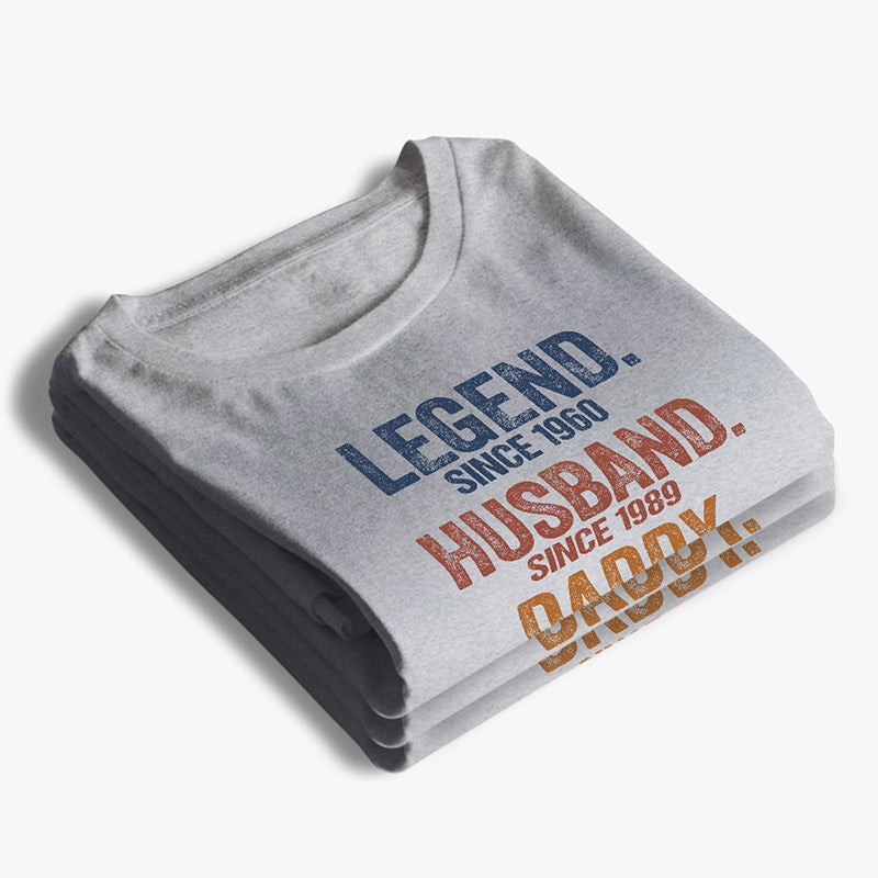 T-shirt unisexe personnalisé « Mari, papa, grand-père » - Cadeau d'anniversaire pour papa, grand-père, fête des pères