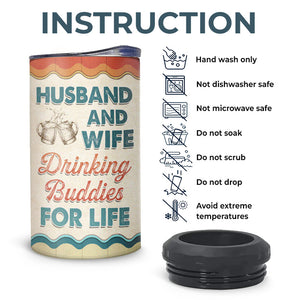 Husband And Wife Drinking Buddies For Life We Got This - Camping Personalized Custom 4 In 1 Can Cooler Tumbler - Gift For Husband Wife, Camping Lovers