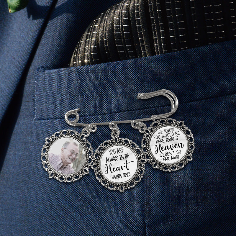 Custom Photo You're Always In My Heart - Memorial Personalized Custom Round Shaped Lapel Pin, Brooch - Sympathy Gift For Family Members