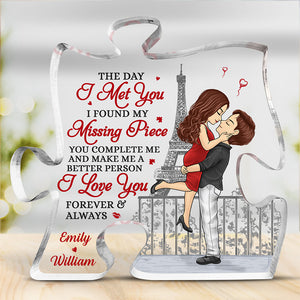 I Love You Forever And Always - Couple Personalized Custom Puzzle Shaped Acrylic Plaque - Gift For Husband Wife, Anniversary