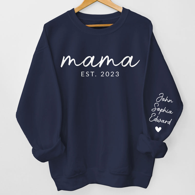 Sweat-shirt unisexe personnalisé avec motif sur la manche pour femme, maman et patronne – Cadeau d'anniversaire pour maman et grand-mère