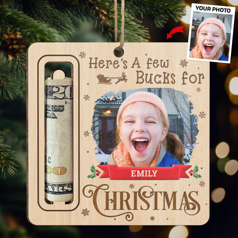 Photo personnalisée : obtenez vos billets de Noël ! Ornement familial personnalisé, porte-monnaie ! Bois de forme personnalisée ! Cadeau de Noël pour bébés, enfants et membres de la famille.