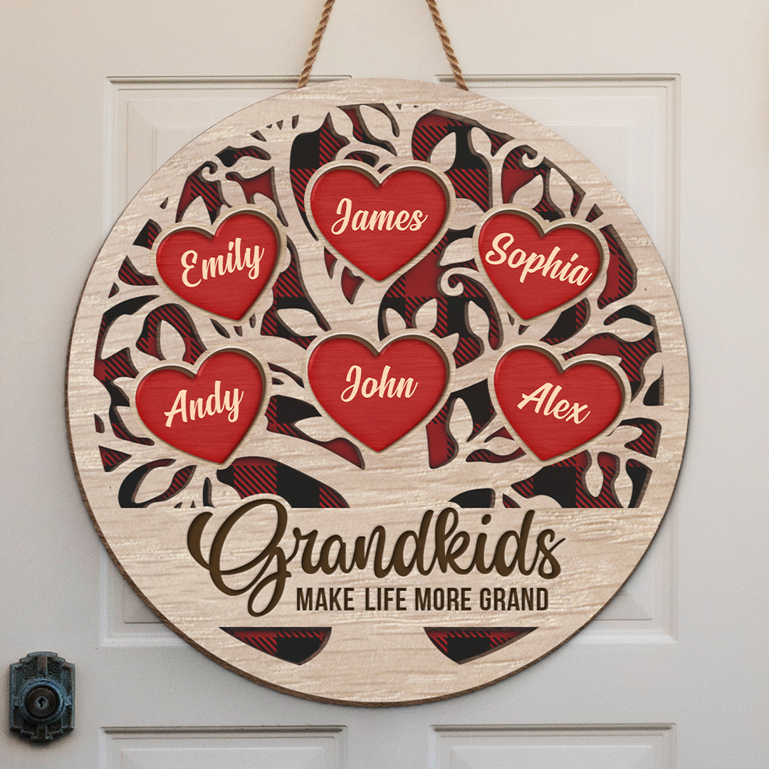 Mes petits-enfants me font sourire – Panneau en bois personnalisé pour la décoration de la maison – Cadeau de pendaison de crémaillère, cadeau de Noël pour grand-mère et grand-père
