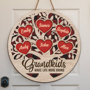 Mes petits-enfants me font sourire – Panneau en bois personnalisé pour la décoration de la maison – Cadeau de pendaison de crémaillère, cadeau de Noël pour grand-mère et grand-père