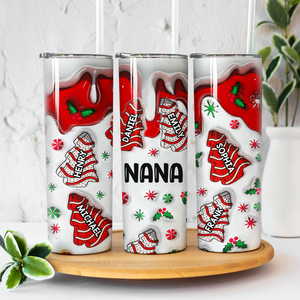 Tout ce que je veux pour Noël, c'est toi - Gobelet mince gonflable personnalisé pour la famille - Cadeau de Noël pour grand-mère