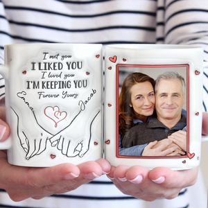 Photo personnalisée de notre premier baiser jusqu'à notre dernier souffle - Mug personnalisé effet gonflé 3D pour couple - Cadeau pour mari et femme, anniversaire