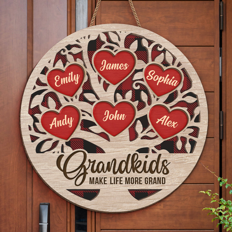 Mes petits-enfants me font sourire – Panneau en bois personnalisé pour la décoration de la maison – Cadeau de pendaison de crémaillère, cadeau de Noël pour grand-mère et grand-père