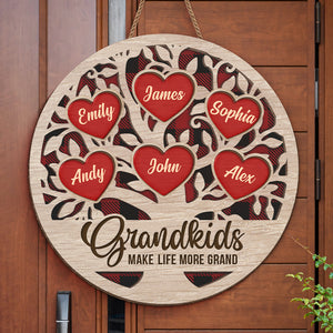 Mes petits-enfants me font sourire – Panneau en bois personnalisé pour la décoration de la maison – Cadeau de pendaison de crémaillère, cadeau de Noël pour grand-mère et grand-père
