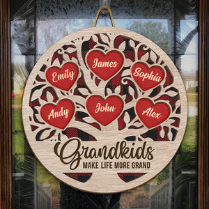 Mes petits-enfants me font sourire – Panneau en bois personnalisé pour la décoration de la maison – Cadeau de pendaison de crémaillère, cadeau de Noël pour grand-mère et grand-père