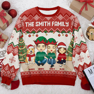 L'esprit de Noël - Sweat-shirt personnalisé pour toute la famille - Pull unisexe en laine - Cadeau de Noël pour les membres de la famille
