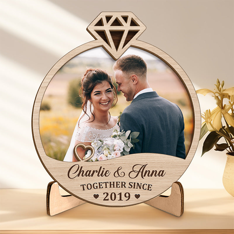 Photo personnalisée pour l'amour de ma vie - Plaque en bois personnalisée à 2 couches avec support - Cadeau de pendaison de crémaillère pour mari et femme, anniversaire