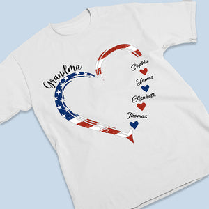 Custom American Flag Unisex T-shirt, Hoodie - Personalized 4th Of July Gifts For Mom, Grandma - A Garden Of Love Grows In A Grandma's Heart