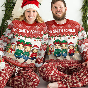L'esprit de Noël - Sweat-shirt personnalisé pour toute la famille - Pull unisexe en laine - Cadeau de Noël pour les membres de la famille