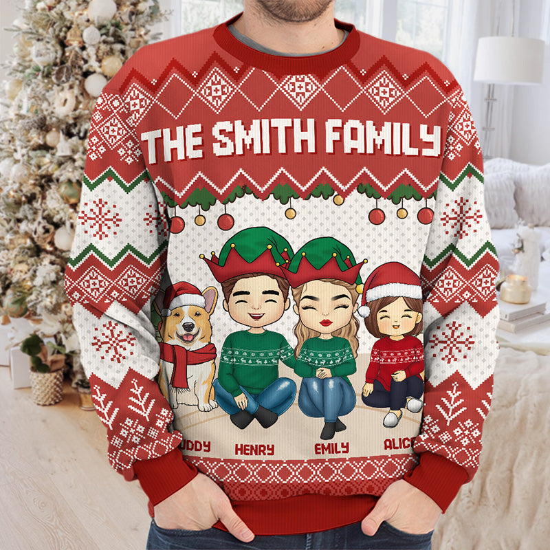 L'esprit de Noël - Sweat-shirt personnalisé pour toute la famille - Pull unisexe en laine - Cadeau de Noël pour les membres de la famille