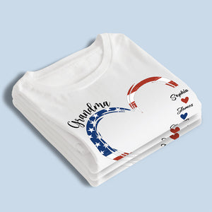 Custom American Flag Unisex T-shirt, Hoodie - Personalized 4th Of July Gifts For Mom, Grandma - A Garden Of Love Grows In A Grandma's Heart