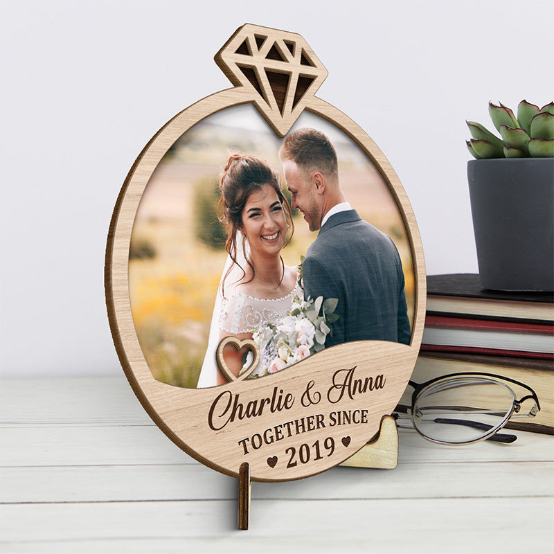 Photo personnalisée pour l'amour de ma vie - Plaque en bois personnalisée à 2 couches avec support - Cadeau de pendaison de crémaillère pour mari et femme, anniversaire