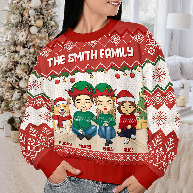 L'esprit de Noël - Sweat-shirt personnalisé pour toute la famille - Pull unisexe en laine - Cadeau de Noël pour les membres de la famille