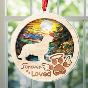 Tu as laissé des empreintes de pattes sur mon cœur - Ornement attrape-soleil personnalisé commémoratif - Forme ronde en acrylique - Cadeau de condoléances pour les propriétaires d'animaux et les amoureux des animaux