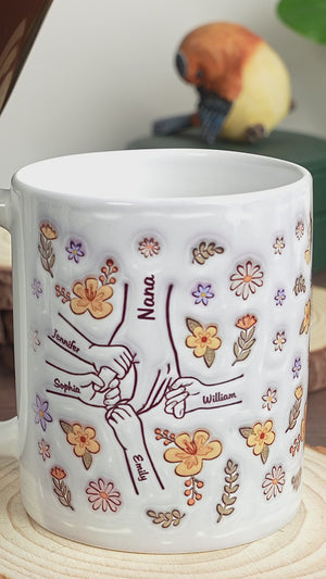 Le cœur de la famille, le ciment qui nous unit - Mug personnalisé avec effet gonflé 3D - Cadeau pour maman, grand-mère