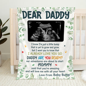 Custom Photo Love You, From Your Little Bump - Family Personalized Custom Baby Blanket - Baby Shower Gift, Gift For First Dad