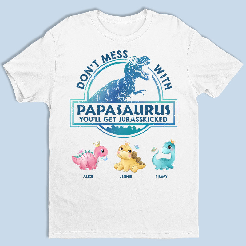 Mon papa est un papasaurus - T-shirt unisexe personnalisé, sweat à capuche, sweat-shirt - Cadeau de fête des pères, d'anniversaire pour papa