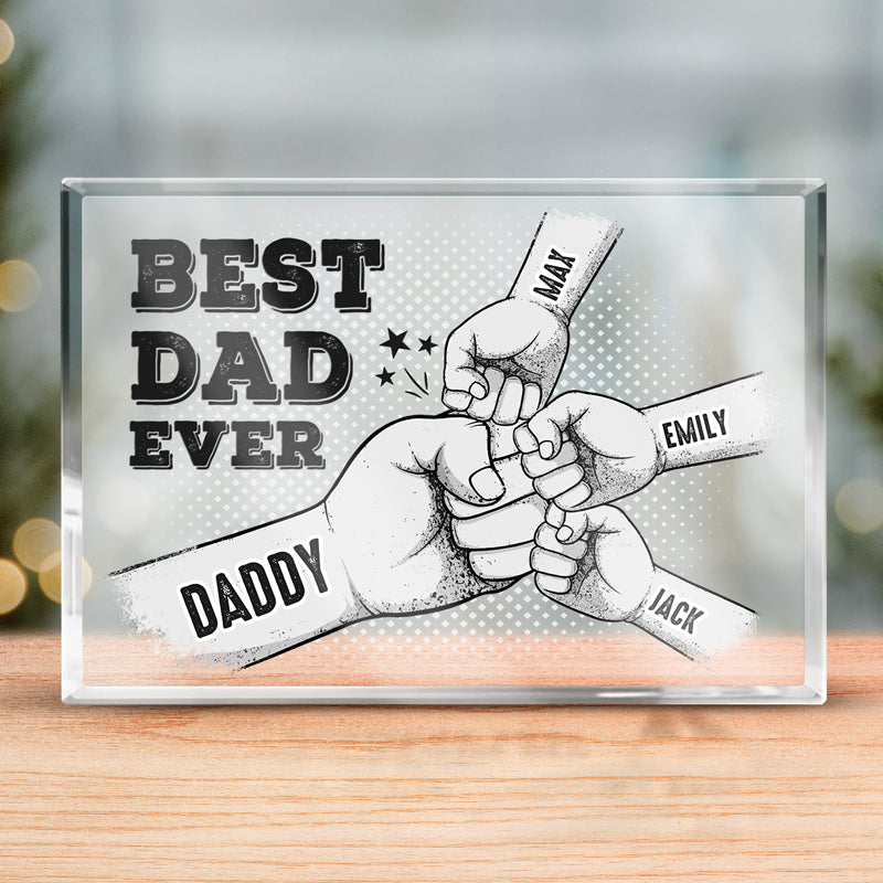 Meilleur papa de tous les temps - Plaque rectangulaire en acrylique personnalisée pour la famille - Cadeau de fête des pères et d'anniversaire pour papa