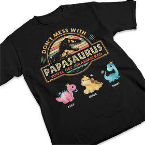 Ne plaisante pas avec mon Papasaurus - T-shirt unisexe personnalisé pour la famille, sweat à capuche, sweat-shirt - Cadeau de fête des pères, d'anniversaire pour papa