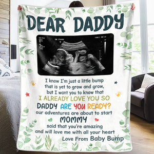 Custom Photo Love You, From Your Little Bump - Family Personalized Custom Baby Blanket - Baby Shower Gift, Gift For First Dad