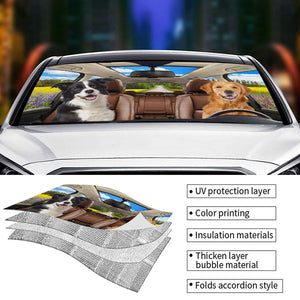 Custom Photo Have Fun Together - Dog & Cat Personalized Custom Auto Windshield Sunshade, Car Window Protector - Gift For Pet Owners, Pet Lovers