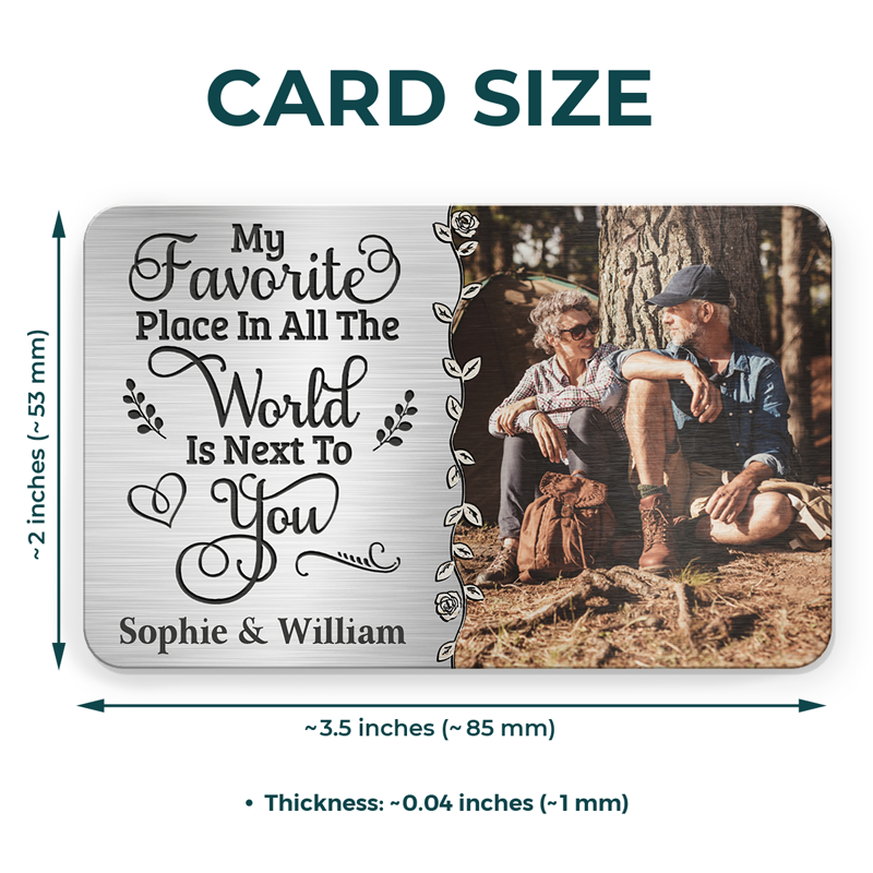 Carte portefeuille personnalisée en aluminium avec photo « Mon cœur est partout où tu es » pour couple, cadeau pour mari et femme, anniversaire