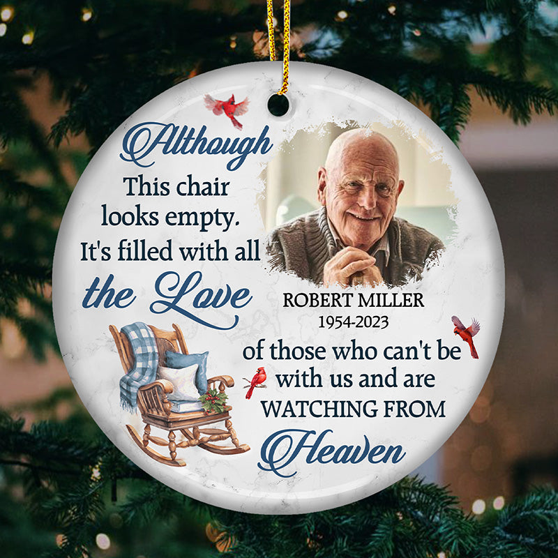 Custom Photo It's Filled With All The Love - Memorial Personalized Custom Ornament - Ceramic Round Shaped - Christmas Gift, Sympathy Gift For Family Members