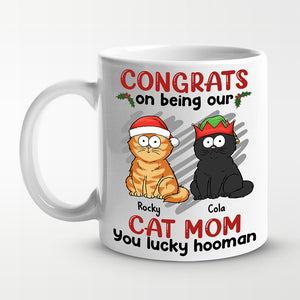 You Lucky Hooman - Mug personnalisé chat - Cadeau de Noël pour propriétaires et amoureux des animaux